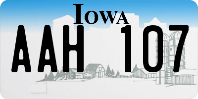 IA license plate AAH107