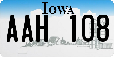 IA license plate AAH108