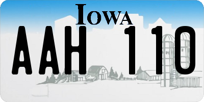 IA license plate AAH110