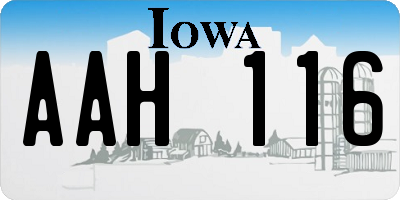 IA license plate AAH116