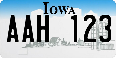 IA license plate AAH123