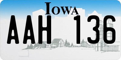 IA license plate AAH136