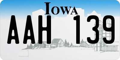 IA license plate AAH139