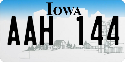 IA license plate AAH144