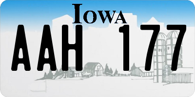 IA license plate AAH177