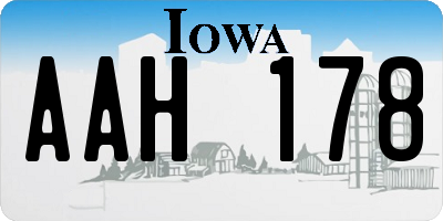 IA license plate AAH178