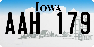 IA license plate AAH179