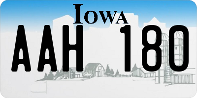 IA license plate AAH180