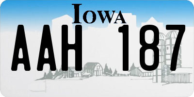 IA license plate AAH187