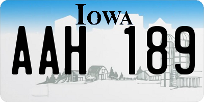 IA license plate AAH189