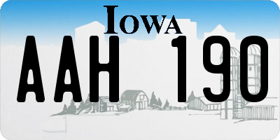 IA license plate AAH190