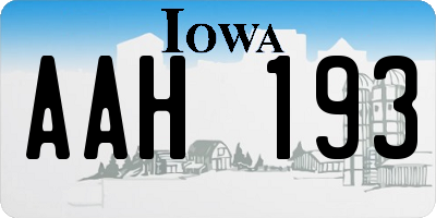 IA license plate AAH193