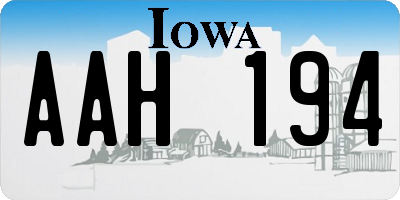 IA license plate AAH194