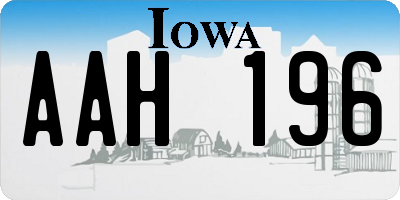 IA license plate AAH196