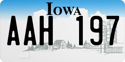 IA license plate AAH197