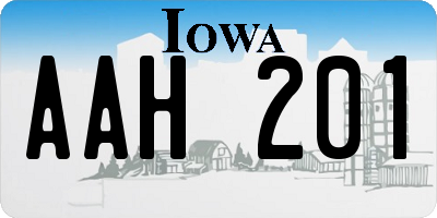 IA license plate AAH201