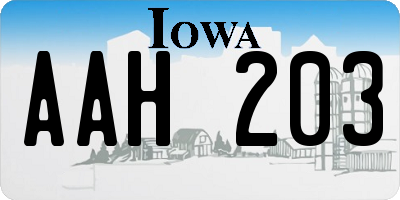 IA license plate AAH203