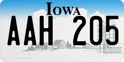 IA license plate AAH205