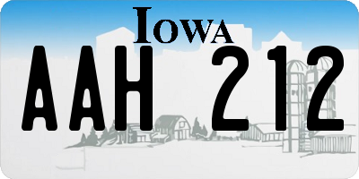 IA license plate AAH212