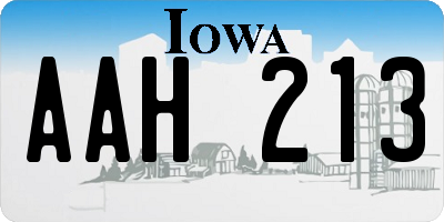 IA license plate AAH213