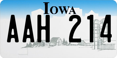 IA license plate AAH214