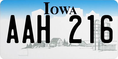 IA license plate AAH216