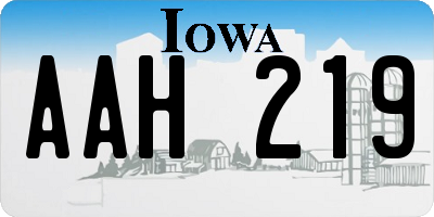 IA license plate AAH219