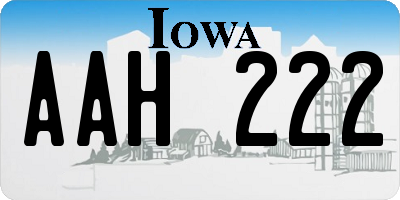 IA license plate AAH222