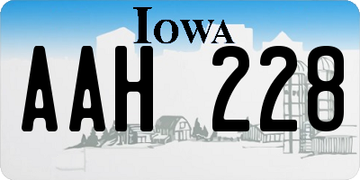 IA license plate AAH228