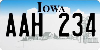 IA license plate AAH234