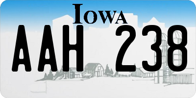 IA license plate AAH238