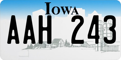 IA license plate AAH243