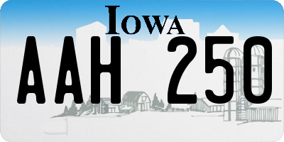 IA license plate AAH250