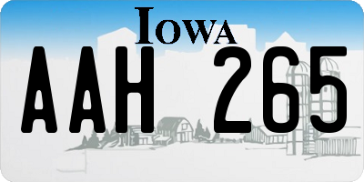 IA license plate AAH265