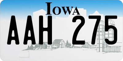 IA license plate AAH275