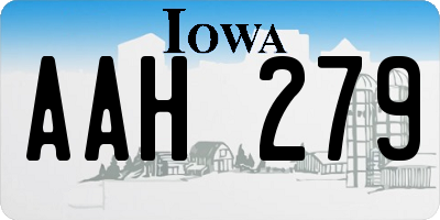 IA license plate AAH279