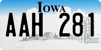 IA license plate AAH281