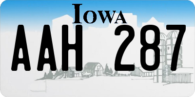 IA license plate AAH287