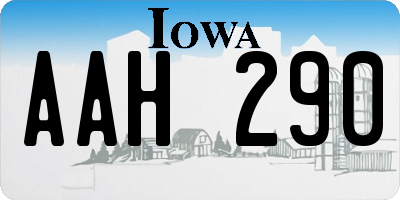 IA license plate AAH290