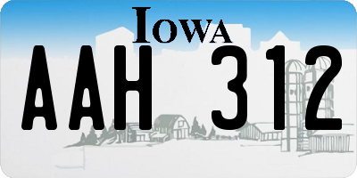 IA license plate AAH312