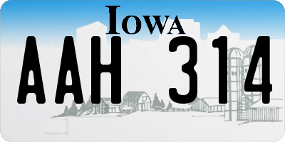 IA license plate AAH314