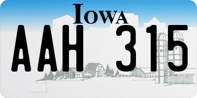 IA license plate AAH315