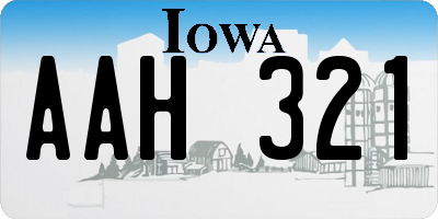 IA license plate AAH321