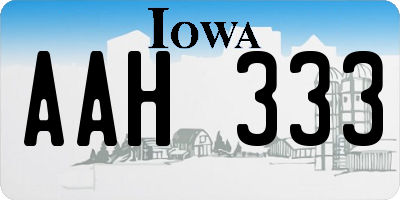 IA license plate AAH333