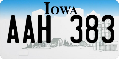 IA license plate AAH383