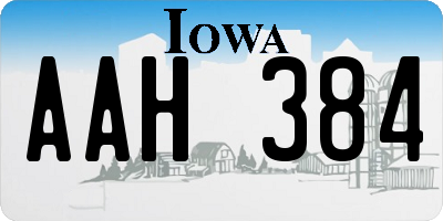 IA license plate AAH384