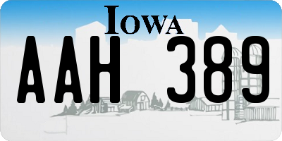 IA license plate AAH389