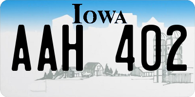 IA license plate AAH402