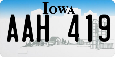 IA license plate AAH419