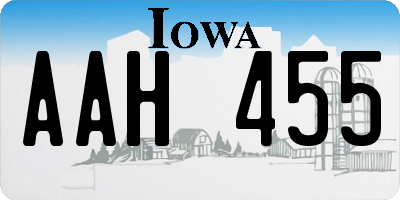 IA license plate AAH455